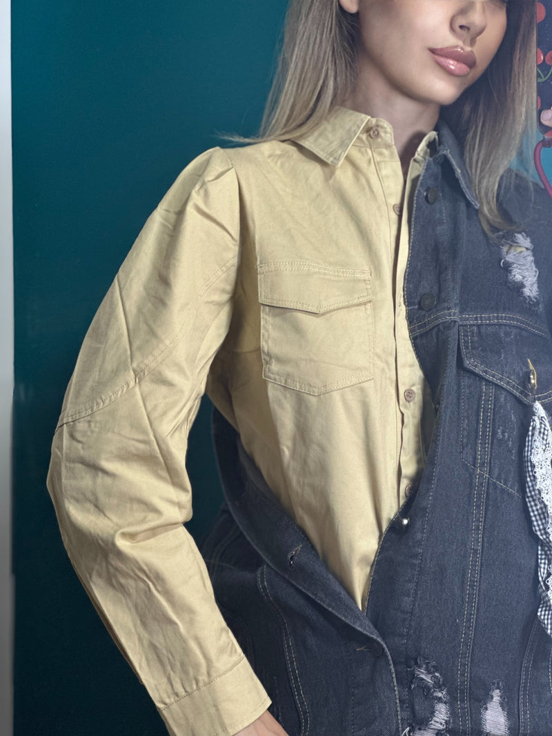 Camicia cargo beige